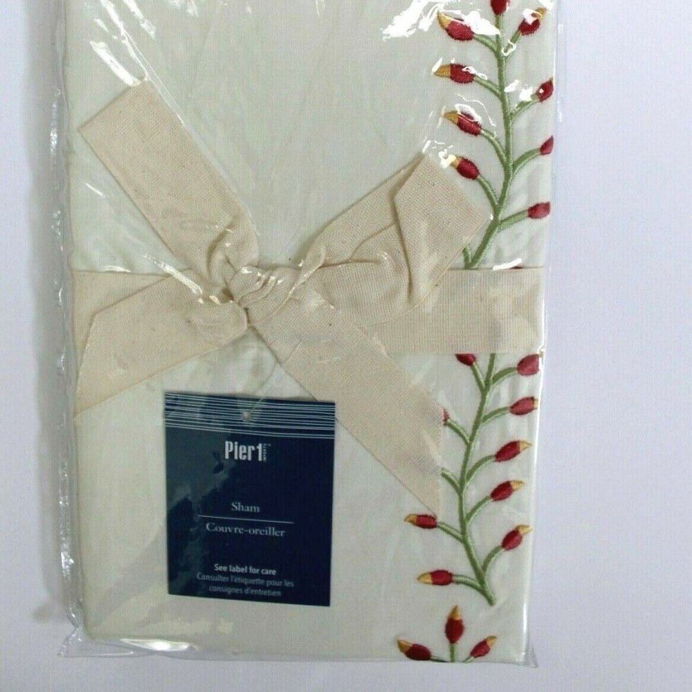Pier 1 Imports One Floral Embroidered Euro Sham